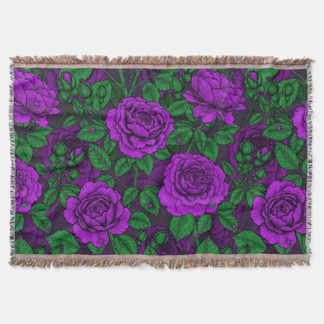 Purple roses throw blanket (Front)