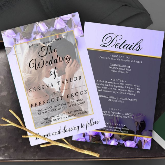 Purple Roses Vellum Overlay Wedding  Invitation (Creator Uploaded)