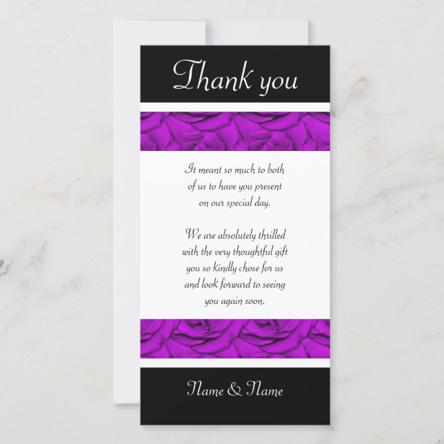 Purple roses - wedding & birthday thank you cards (Front)