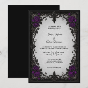Purple Roses Wedding Invitation