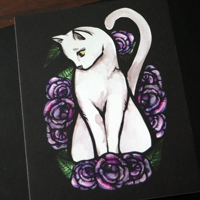 Purple roses white cat rose                        postcard (Creator Uploaded)