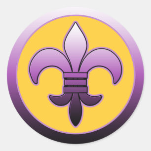 Purple Round Fleur de Lis Stickers