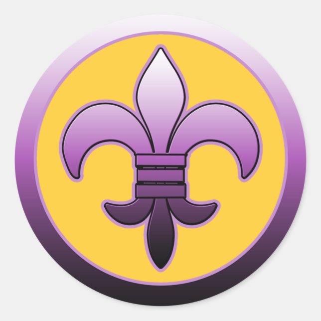 Purple Round Fleur de Lis Stickers (Front)