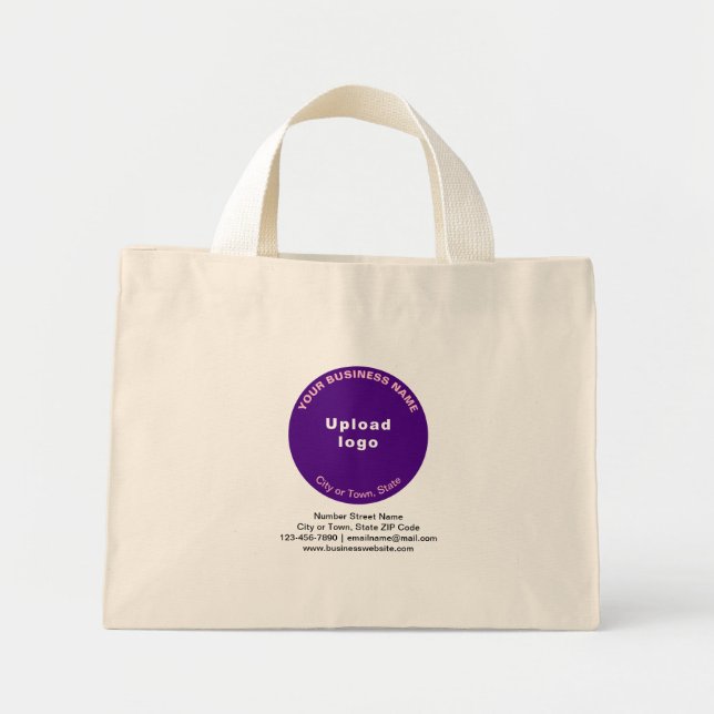 Purple Round Shape Business Brand on Mini Tote Bag (Front)