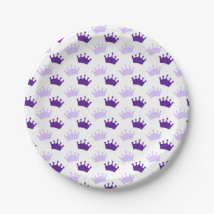 Purple Royal Crowns Fairytale Princess Baby Shower Paper Plate