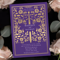 Purple Royal Mediaeval Gold Sword Wedding