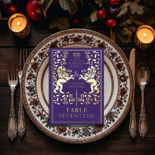 Purple Royal Mediaeval Lion Wedding Foil Table Car