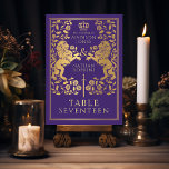 Purple Royal Mediaeval Lion Wedding  Table Number<br><div class="desc">Celebrate your special day with this Royal Mediaeval Lion Wedding design. The design on the back of the invite is NOT real gold foil. Items are printed exactly as they appear on your screen when you add to the cart, so personalise and add each table number that you need to...</div>