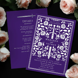 Purple Royal Mediaeval Silver Sword Wedding Detail