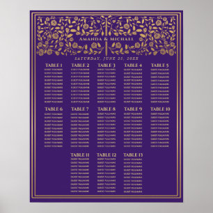 Purple Royal Mediaeval Sword Wedding Seating Chart