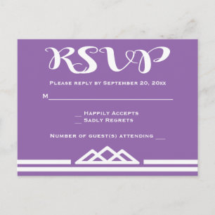 Purple RSVP Geometric Triangle Retro Wedding Invitation Postcard