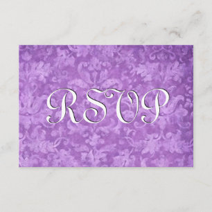 Purple RSVP Vintage Damask Wedding Ver10 Card