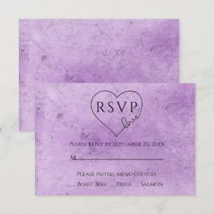 Purple RSVP Watercolor Wedding Heart Vintage Love Invitation