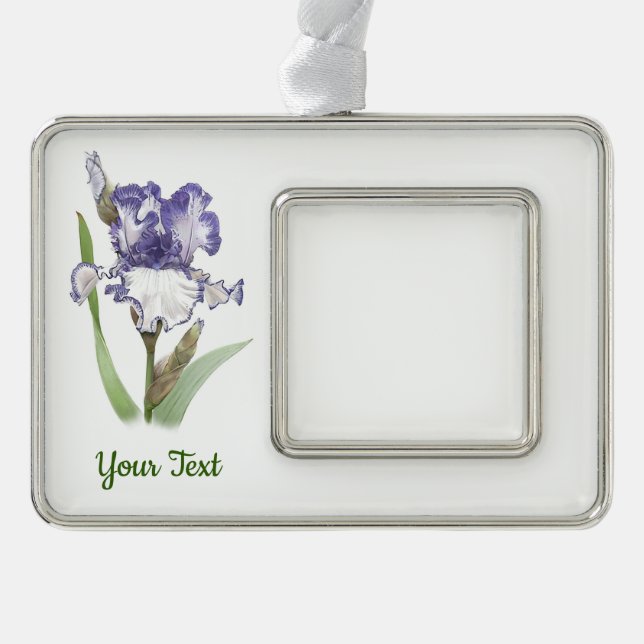 Purple Ruffled Iris Silver Plated Framed Ornament (Front)