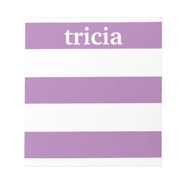 Purple Rugby Stripes Personalised Notepad (Front)