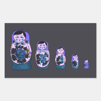 Purple Russian Nesting Dolls Rectangular Sticker