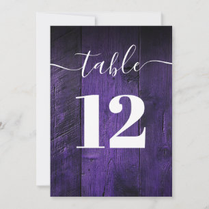 Purple Rustic Barn Wood Boho Table Number
