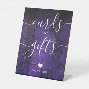 Purple Rustic Boho Barn Wood Cards And Gifts Pedestal Sign