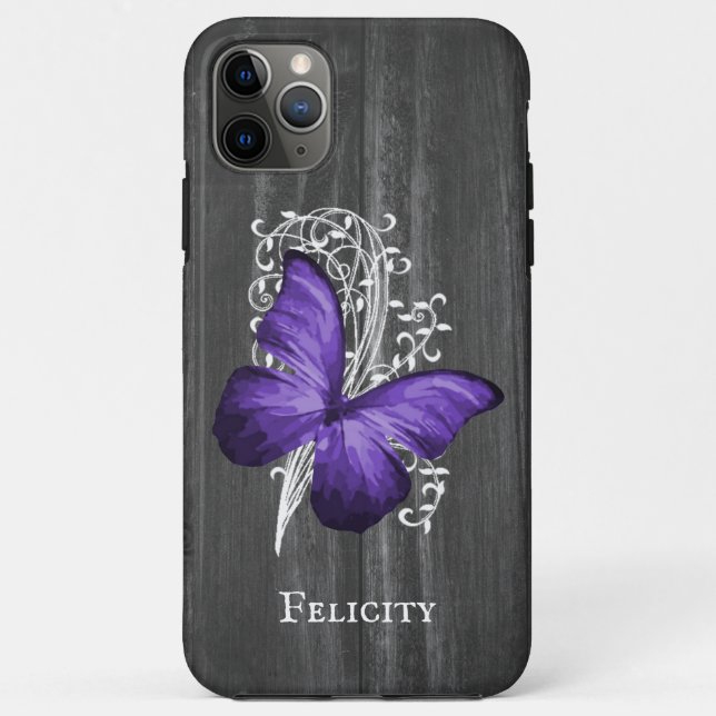 Purple Rustic Butterfly Personalised Case-Mate iPhone Case (Back)