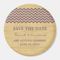 Purple Rustic Chevron Save the Date Magnet