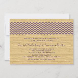 Purple Rustic Chevron Wedding Invite