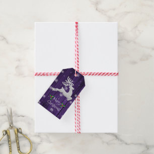 Purple Rustic Christmas Reindeer Gift Tag