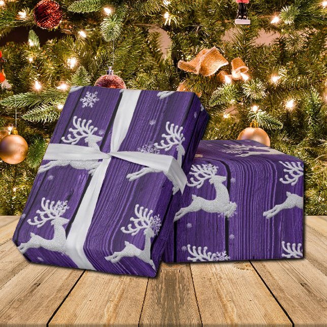 Purple Rustic Christmas Reindeer Wrapping Paper (Purple Rustic Christmas Reindeer Wrapping Paper)