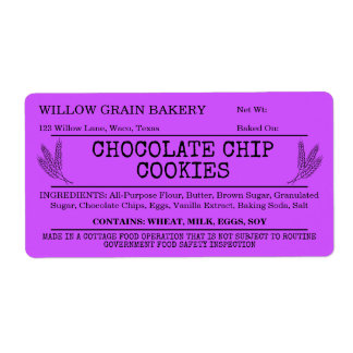 Purple Rustic Cottage Chocolate Chip Cookie Label