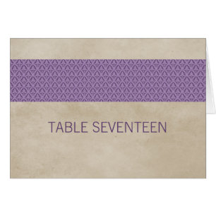 Purple Rustic Damask Table Number Card