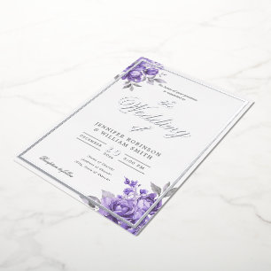 Purple Rustic Floral Elegant Script Wedding