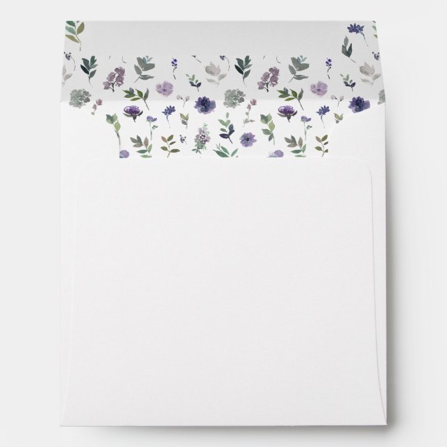 Purple rustic floral wedding square envelope (Back (Bottom))
