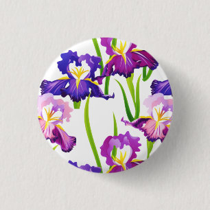 Purple Rustic Meadow Iris Flowers Watercolor 3 Cm Round Badge