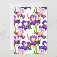 Purple Rustic Meadow Iris Flowers Watercolor