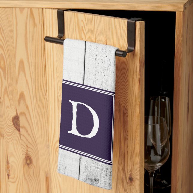 Purple Rustic Monogram Towel (Thirds Fold)
