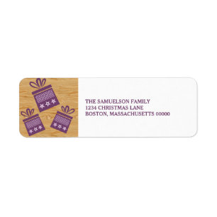 Purple Rustic Presents Holiday Address Labels