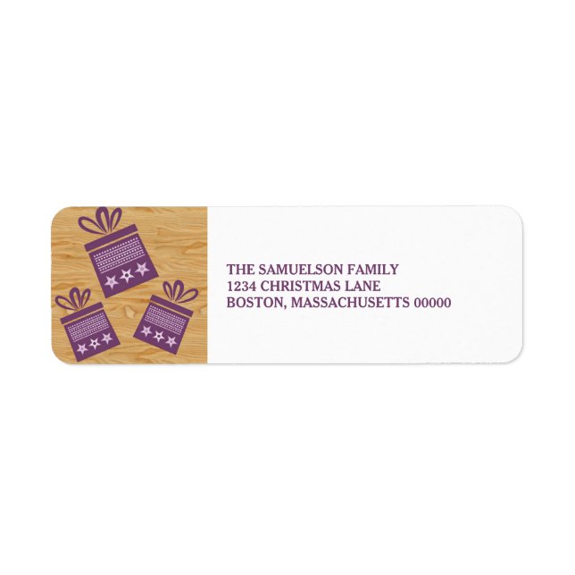 Purple Rustic Presents Holiday Address Labels (Front)
