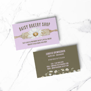 Purple Rustic Style Daisy Flower Bakery Business Card