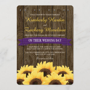 PURPLE RUSTIC SUNFLOWER WEDDING INVITATION