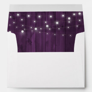 Purple Rustic Wood String Lights Return Address Envelope