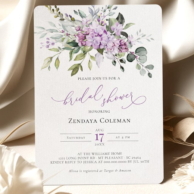Purple Sage Green Bridal Shower Lilacs Invitation (Creator Uploaded)