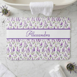 Purple Sage Green Lavender Custom Name Bath Mat