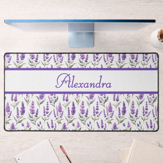 Purple Sage Green Lavender Custom Name Desk Mat (Creator Uploaded)