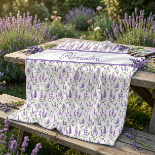 Purple Sage Green Lavender Custom Name Fleece Blanket