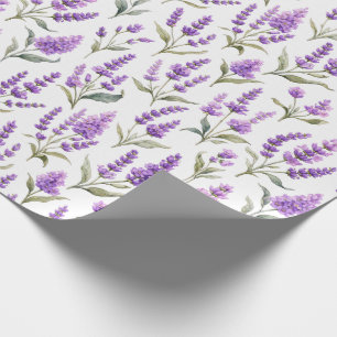 Purple Sage Green Lavender Flower Wrapping Paper