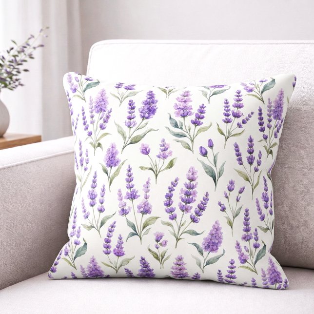 Purple Sage Green Lavender Flowers Cushion (Creator Uploaded)