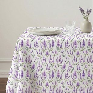 Purple Sage Green Lavender Flowers Tablecloth