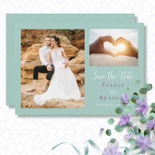 Purple Sage Green Simple QR Code Save the Date  Invitation