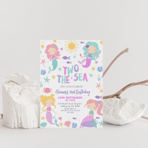 Purple Sage Mermaid Two The Sea 2nd Birthday  Invitation