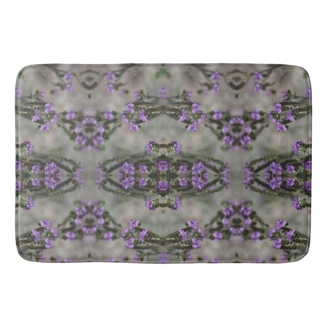Purple Salt Heliotrope Wildflower Pattern Bath Mat (Front)