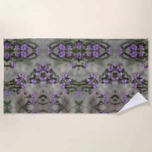 Purple Salt Heliotrope Wildflower Pattern Beach Towel